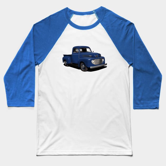 1950 Ford F1 Pickup Truck in dark blue Baseball T-Shirt by candcretro